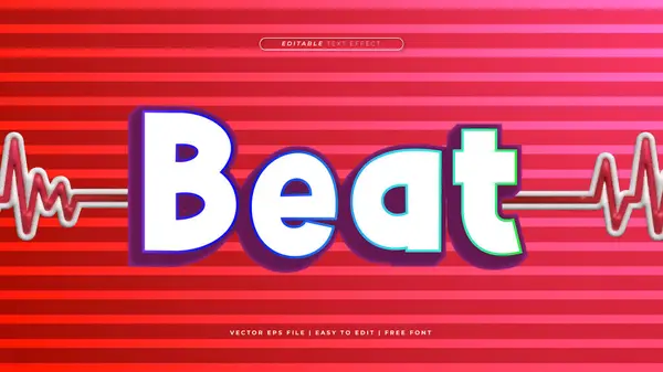 stock vector White and red beat 3d editable text effect - font style