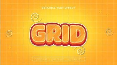 Sarı kırmızı ve turuncu ızgara 3d düzenlenebilir metin efekti - yazı tipi