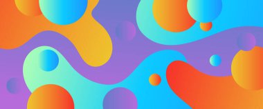 Renkli vektör basit gradyan pankart, dalgalar ve sıvı şekilli. Sunumlar, el ilanları, posterler, arkaplan, yıllık rapor, davetiyeler için vektör tasarımı