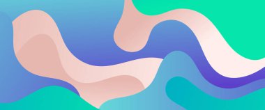 Mavi bej ve yeşil vektör basit minimalist stil soyut gradyan pankart tasarımı, dalgalar ve sıvı şekilli. Sunumlar, broşür, poster, arkaplan, yıllık rapor, davet