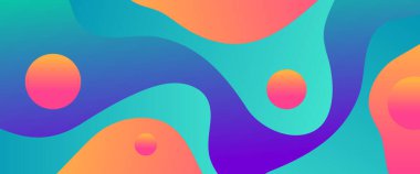 Renkli vektör gradyan soyut yaratıcı afiş dalga şekilli, minimal ve basit moda tarzında. Sunumlar, el ilanları, posterler, arkaplan, yıllık rapor, davetiyeler için vektör