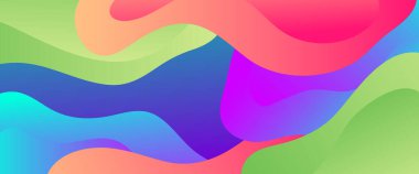 Renkli vektör basit gradyan pankart, dalgalar ve sıvı şekilli. Sunumlar, el ilanları, posterler, arkaplan, yıllık rapor, davetiyeler için vektör tasarımı