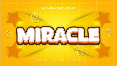 Turuncu sarı ve beyaz mucize 3d düzenlenebilir metin efekti - yazı tipi biçimi