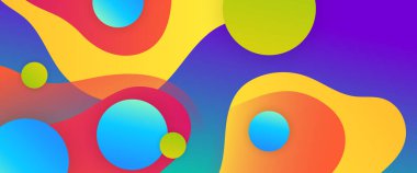 Dalgalı ve sıvı şekilli renkli basit bir gradyan pankart. Sunumlar, el ilanları, posterler, arkaplan, yıllık rapor, davetiyeler için vektör tasarımı