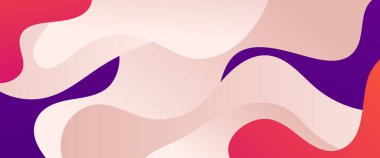 Kırmızı bej ve mor menekşe vektör gradyan, soyut dalgalar ve sıvı şekilli basit pankart. Sunumlar, el ilanları, posterler, arkaplan, yıllık rapor, davetiyeler için vektör tasarımı