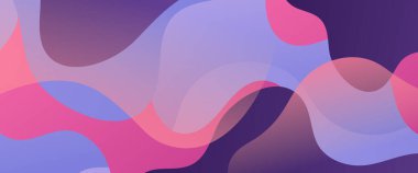 Mor mor, beyaz ve pembe, soyut, basit, dalga ve sıvı elementler vektör illüstrasyonlu bir pankart. Sunum için vektör, ilan, poster, arkaplan, yıllık rapor, davet