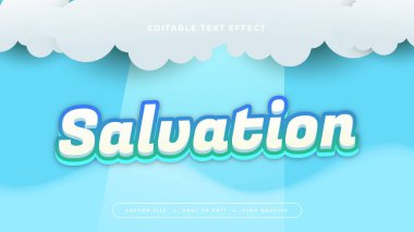 Mavi beyaz ve yeşil kurtuluş 3d düzenlenebilir metin efekti - yazı tipi