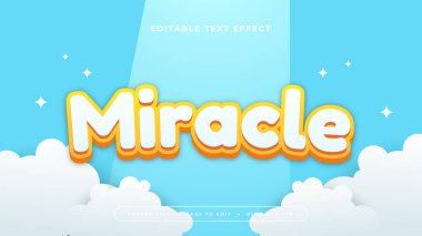 Turuncu mavi ve beyaz mucize 3d düzenlenebilir metin efekti - yazı tipi