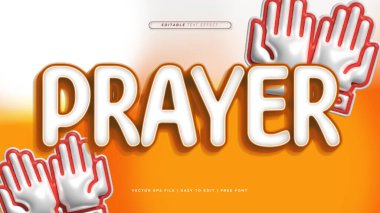 Turuncu ve beyaz dua 3d düzenlenebilir metin efekti - yazı tipi