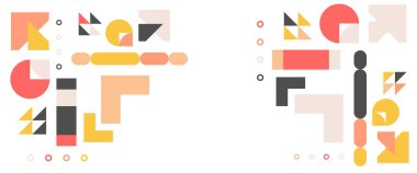 Renkli modern soyut Memphis geometrik vektör pankartı. Arkaplan, poster, el ilanı, afiş, davetiye, kitap kapağı, katalog, rapor