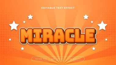 Turuncu ve beyaz mucize 3d düzenlenebilir metin efekti - yazı tipi