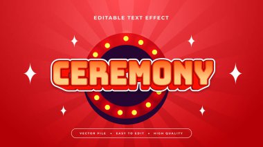 Kırmızı turuncu ve sarı tören 3D düzenlenebilir metin efekti - yazı tipi biçimi