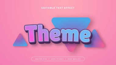 Mavi pembe ve beyaz tema 3d düzenlenebilir metin efekti - yazı tipi biçimi