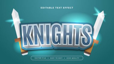 Mavi gri ve kahverengi şövalyeler 3D düzenlenebilir metin efekti - yazı tipi tarzı