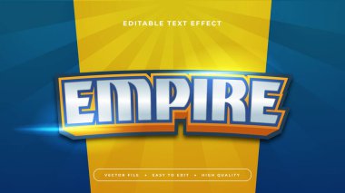 Mavi sarı ve gri imparatorluk 3D düzenlenebilir metin efekti - yazı tipi biçimi