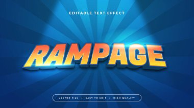 Mavi turuncu ve sarı öfke 3d düzenlenebilir metin efekti - yazı tipi biçimi
