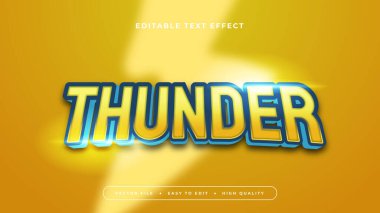 Sarı beyaz ve mavi gök gürültüsü 3d düzenlenebilir metin efekti - yazı tipi