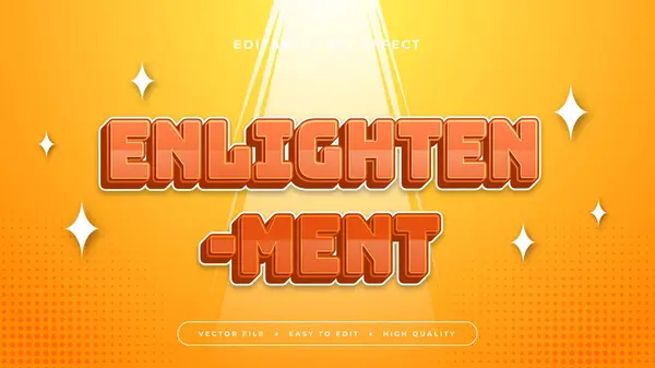 stock vector Yellow orange and white enlightenment 3d editable text effect - font style