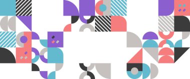 Renkli vektör düz tasarım geometrik mozaik bayraklar. Pankart, arkaplan, kapak, poster, duvar kağıdı, sunum arkaplanı, sertifika