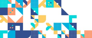 Renkli soyut geometrik vektör desenli mozaik şekilli afişler. Pankart, arkaplan, iş veya teknoloji sunumu, web broşürü kapağı düzeni, duvar kağıdı için