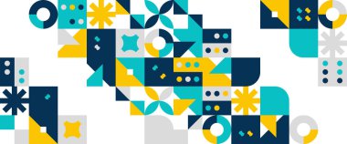 Renkli vektör basit ve minimalist düz mozaik pankartlar. Soyutlama, minimalizm, düz. Arkaplan, poster, el ilanı, afiş, davetiye, kitap kapağı, katalog, rapor