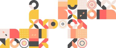 Basit şekilli renkli soyut geometrik mozaik pankart tasarımı. Sunum için arkaplan, afiş, arkaplan, poster, sertifika, yıllık rapor, kapak