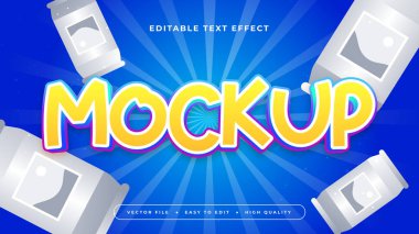 Mavi sarı ve gri renkli 3d düzenlenebilir metin efekti - yazı tipi biçimi