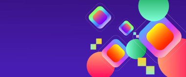 Renkli vektör soyut geometrik şekiller pankart. Kapak tasarımı, kitap tasarımı, poster, CD kapağı, broşür, web sitesi arka planı veya reklam için