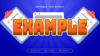 Turuncu beyaz ve mavi örnek 3d düzenlenebilir metin efekti - yazı tipi biçimi