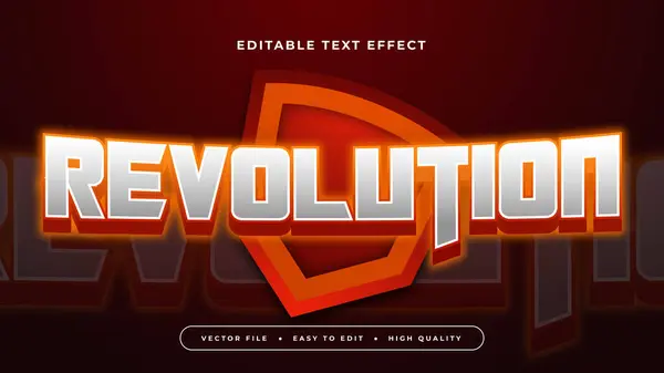 stock vector Orange white and red revolution 3d editable text effect - font style