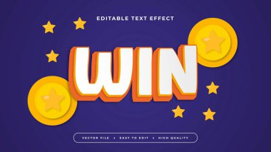 Beyaz Turuncu ve Mavi Kazanan 3d Düzenlenebilir Metin Efekti - Yazı Tipi Biçimi