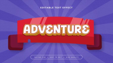 Kırmızı Beyaz ve Mor Macera 3d Düzenlenebilir Metin Efekti - Yazı Tipi Stili