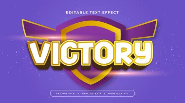Beyaz Sarı ve Mor Zafer 3d Düzenlenebilir Metin Efekti - Yazı Tipi Biçimi