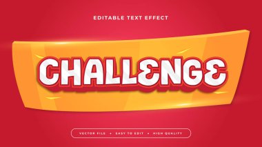 Beyaz Kırmızı ve Turuncu Meydan Okuma 3d Düzenlenebilir Metin Efekti - Yazı Tipi