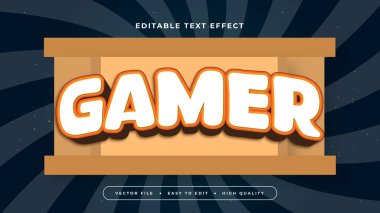 Beyaz Turuncu ve Siyah Oyuncu 3d Düzenlenebilir Metin Efekti - Yazı Tipi Stili