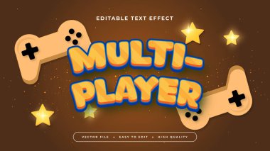 Turuncu Mavi ve Kahverengi Çoklu Oyuncu 3d Düzenlenebilir Metin Efekti - Yazı Tipi