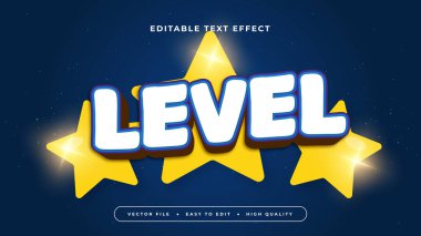 Beyaz Mavi ve Sarı Seviye 3d Düzenlenebilir Metin Efekti - Yazıtipi Biçimi
