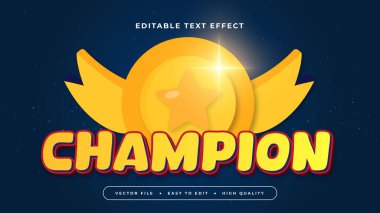 Kırmızı Sarı ve Mavi Şampiyon 3d Düzenlenebilir Metin Efekti - Yazı Tipi