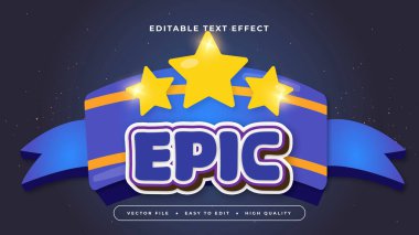 Sarı Mavi ve Beyaz Epik 3d Düzenlenebilir Metin Efekti - Yazı Tipi Biçimi