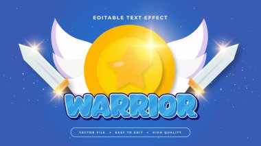 Mavi Beyaz ve Sarı Savaşçı 3d Düzenlenebilir Metin Efekti - Yazı Tipi Stili