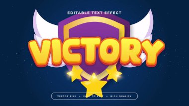 Mavi Sarı ve Mor Zafer 3d Düzenlenebilir Metin Efekti - Yazı Tipi Biçimi