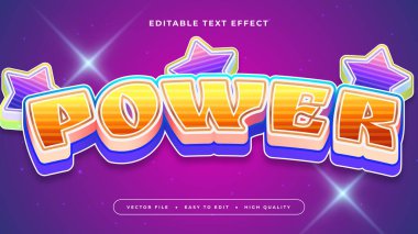 Turuncu Mavi ve Mor Güç 3d Düzenlenebilir Metin Efekti - Yazı Tipi Stili