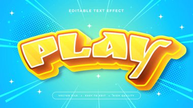Turuncu Sarı ve Mavi Oyun 3d Düzenlenebilir Metin Efekti - Yazı Tipi Stili