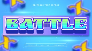 Mavi Yeşil ve Sarı Savaş 3d Düzenlenebilir Metin Efekti - Yazı Tipi