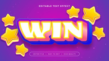 Beyaz Mavi ve Mor Mor Kazanan 3d Düzenlenebilir Metin Efekti - Yazı Tipi Biçimi