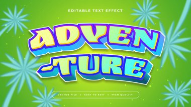 Yeşil Mavi ve Sarı Macera 3d Düzenlenebilir Metin Efekti - Yazı Tipi
