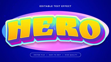 Pembe Sarı ve Mavi Kahraman 3d Düzenlenebilir Metin Efekti - Yazı Tipi
