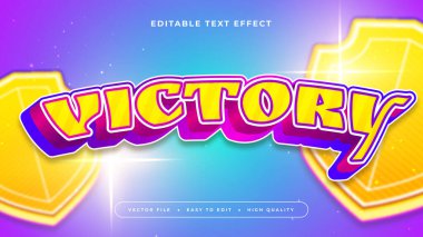 Mavi Sarı ve Mor Zafer 3d Düzenlenebilir Metin Efekti - Yazı Tipi Biçimi