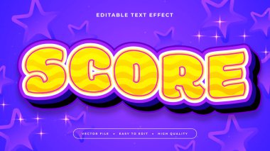 Beyaz Sarı ve Mor Puanlı 3d Düzenlenebilir Metin Efekti - Yazı Tipi Stili