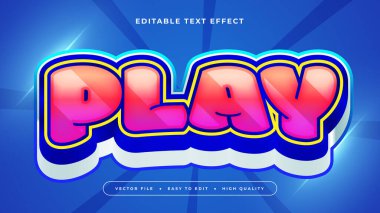 Kırmızı Beyaz ve Mavi Oyun 3d Düzenlenebilir Metin Efekti - Yazıtipi Biçimi